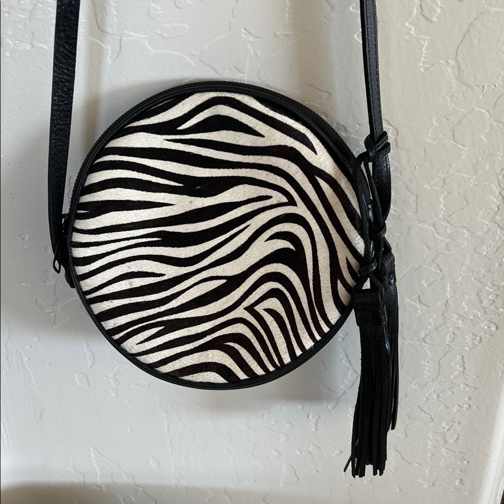 Patricia Nash Zebra Print Round Crossbody Bag